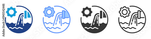 Stormwater Management icon set multiple style collection