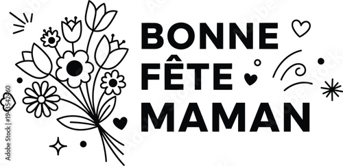 Happy mother's day french greeting card illustration bonne fete maman