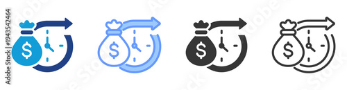 Long Term Savings icon set multiple style collection