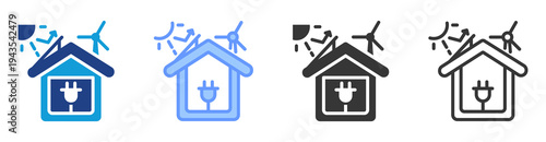 Net Zero Energy icon set multiple style collection