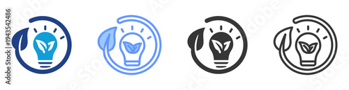Green Innovation icon set multiple style collection