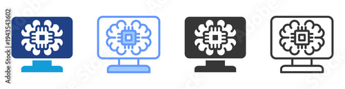 Cognitive Computing icon set multiple style collection