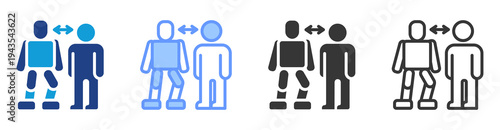 Social Robotics icon set multiple style collection