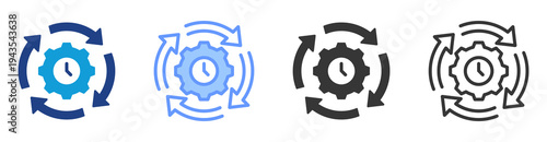 Real Time Processing icon set multiple style collection