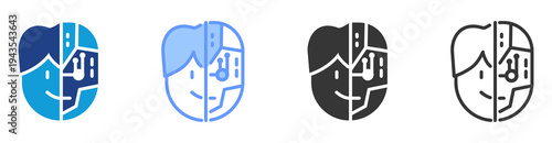 Humanoid Design icon set multiple style collection