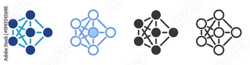 Neural Network icon set multiple style collection