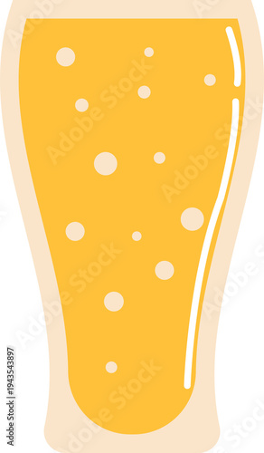 A vector illustration of a single pint glass in a flat design style against an isolated black background