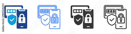 Multi Factor Auth icon set multiple style collection