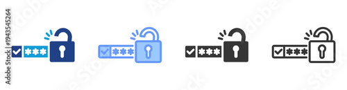 Password Policy icon set multiple style collection