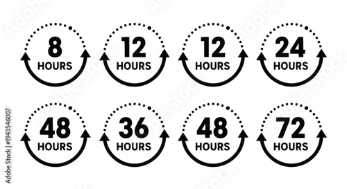 Validity Period and Operating Hours Duration Arrow Icon Set