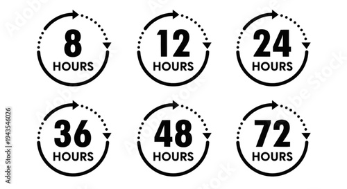 Minimalist Delivery Turnaround Time and Duration Arrow Icon Set