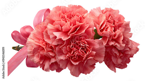 Carnation_bouquet_with_pink_ribbon isolated on transparent background