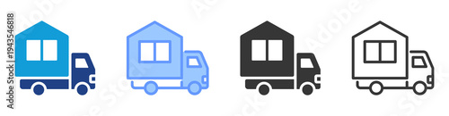 Prefabricated Modules icon set multiple style collection