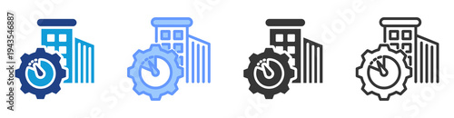 Construction Efficiency icon set multiple style collection