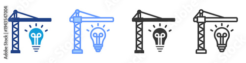 Construction Innovation icon set multiple style collection