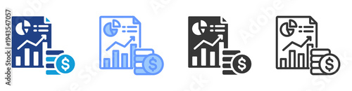 Financial Planning icon set multiple style collection