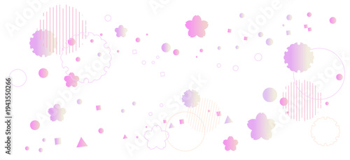 春をイメージしたカラフルな幾何学模様の背景イラスト　ジオメトリック　メンフィス