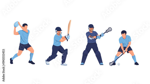 Diverse Athletes Competing in Popular Sports Action Illustrations
