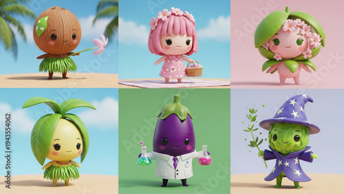 Cute Collection of Anthropomorphic Plant and Fruit Figures
