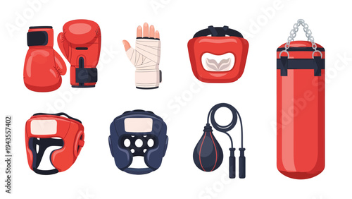 Boxing Equipment Set Gloves Headgear Punching Bag Wraps Jump Rope for Training and Fitness