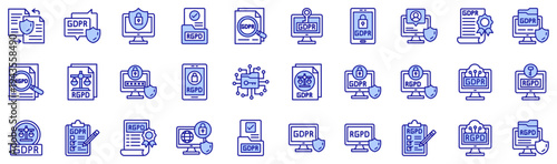 GDPR RGPD style icons collection. Vector illustrations Data transfer, GDPR, Data security, Document, GDPR, GDPR, GDPR. Pro Vectors.	