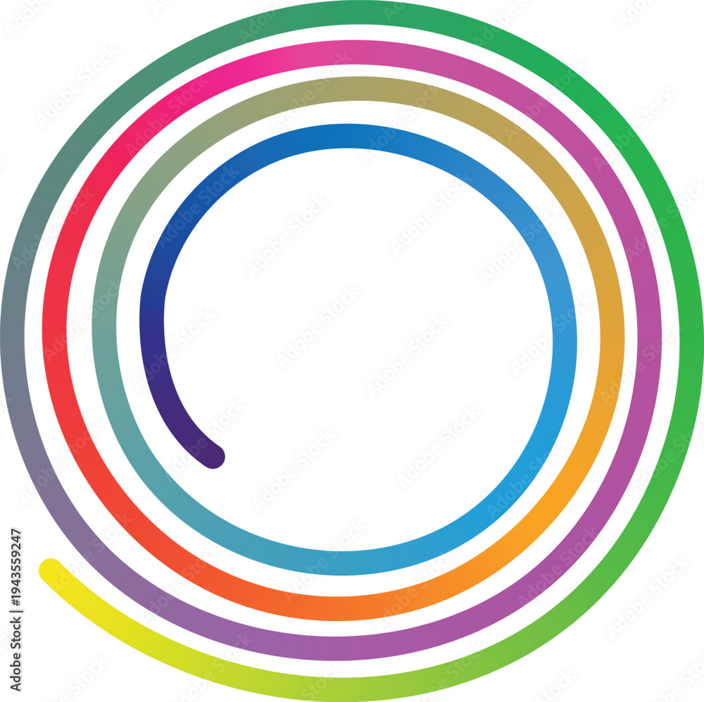 Obraz premium Colorful circular spiral lines abstract background, vibrant rainbow round curve design, modern minimal artistic pattern for creative wallpaper