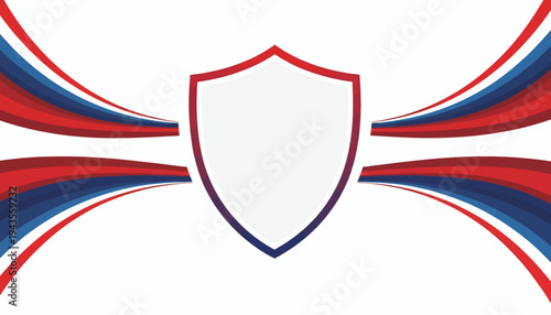 Vector illustration of a shield icon with red, white, and blue design elements on a clean background, symbolizing protection and patriotism for a business or event like Happy Independence