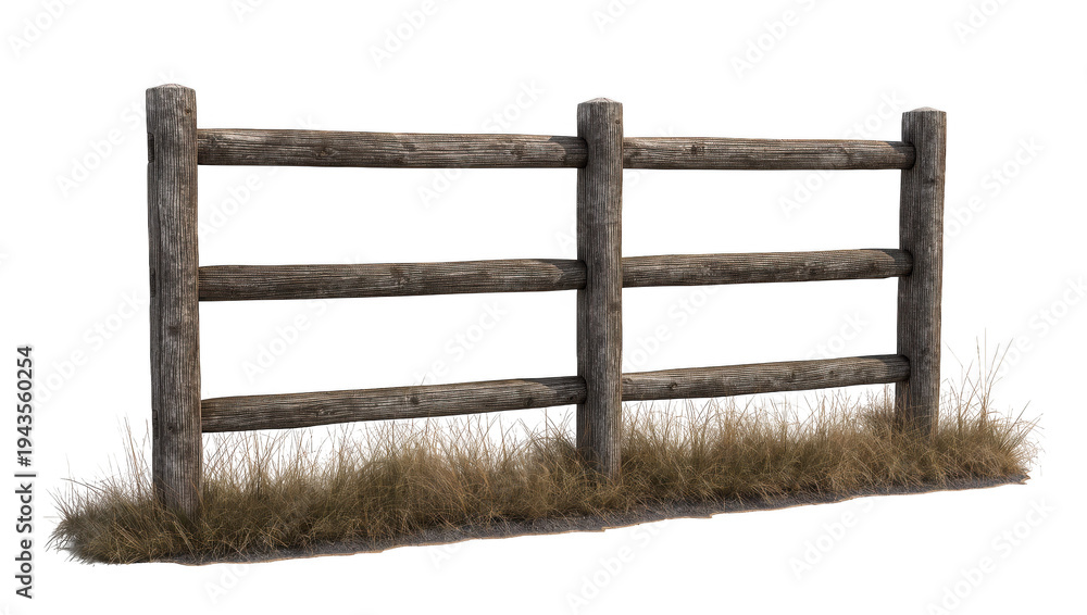 Obraz premium Rustic wooden fence gate in grassy field
