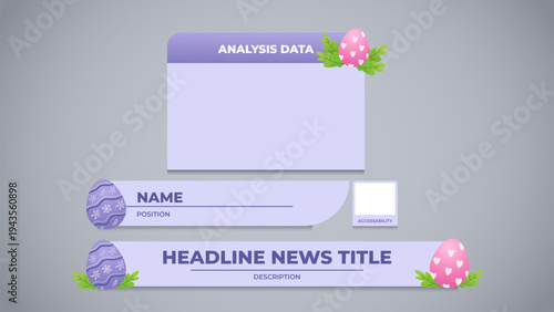 Easter lower third with painted egg for news event and broadcast media template