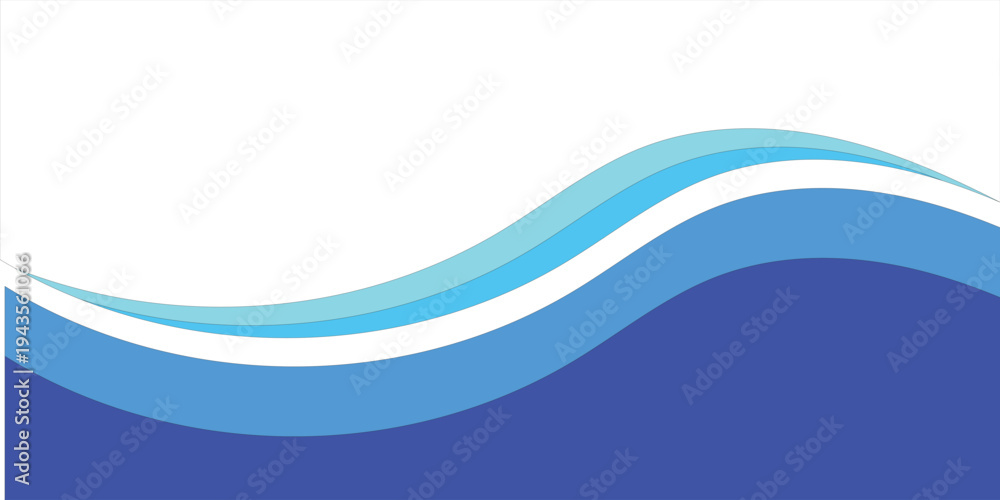 Fototapeta premium Abstract Blue and Cyan Wavy Background with Elegant Fluid Curves and White Copy Space eps 10