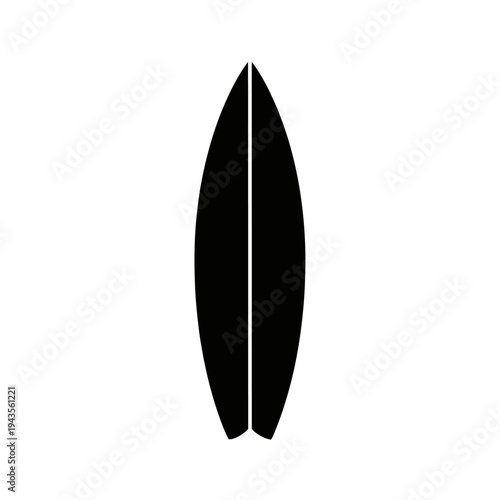 Black surfboard with white line detail.