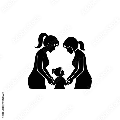 Two women and a little girl.