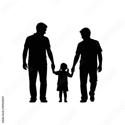 Two men and a little girl.