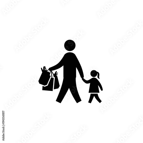 Adult holding childs hand walking.