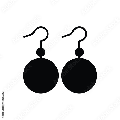 Simple black silhouette of a pair of dangling beaded earrings