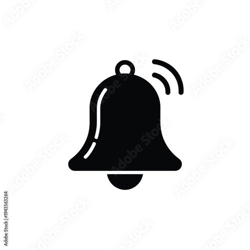 Simple black silhouette of a classic bell with a ringer