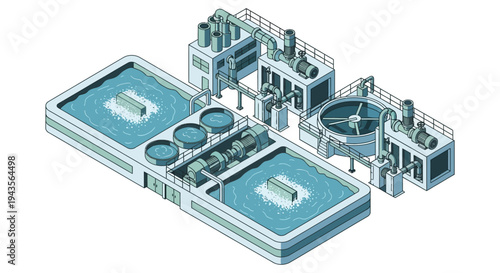 Modern Industrial Water Treatment Plant with Advanced Filtration and Aeration Systems