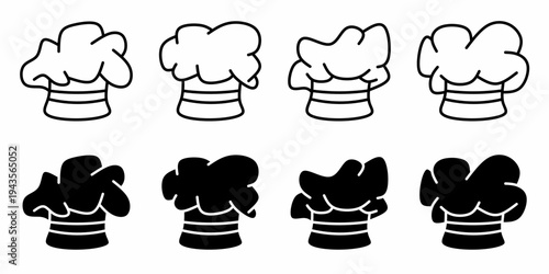 Chef hat Vector collection of chef hat icon illustrations. Black icon design.