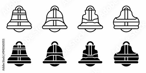 Bell. Vector collection of bell icon illustrations. Black icon design.