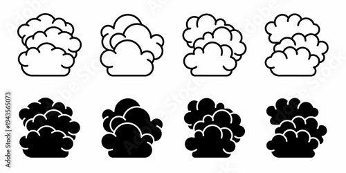 Cloud. Vector collection of cloud icon illustrations. Black icon design.