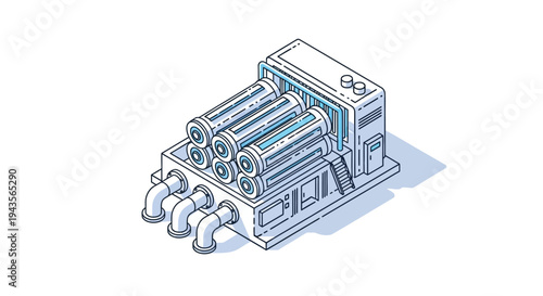 Industrial Battery Storage System with Multiple Cells and Pipes