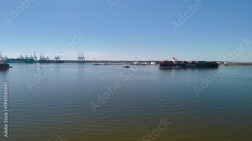 Wallpaper Mural Aerial view of shipping containers and industrial port cranes on the Elizabeth River in Norfolk Virginia waterfront Torontodigital.ca