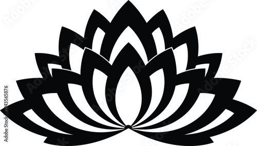 Black lotus flower silhouette on white background