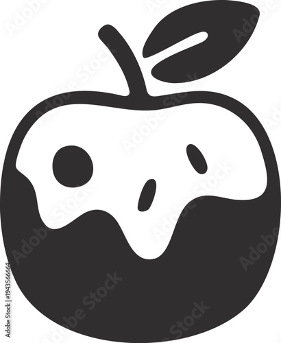 Candy Apple Icon Silhouette with Apple with Icon with Silhouette with Black And White