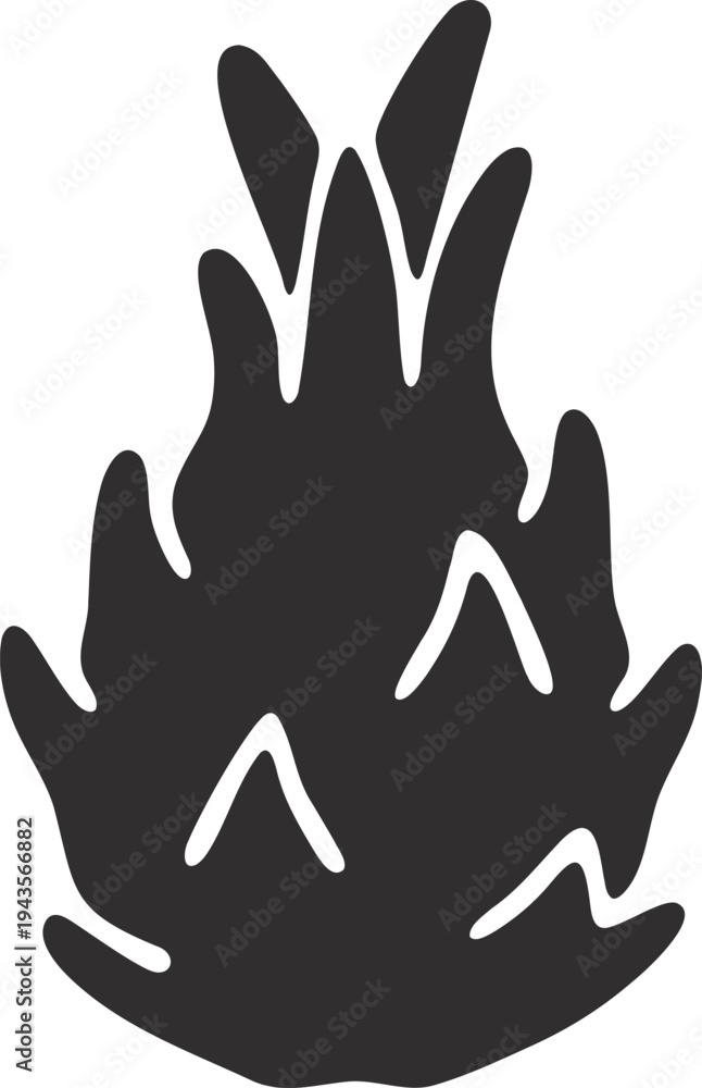 Fototapeta premium Black Silhouette Icon of a Dragon Fruit with Pitaya with Fruit with Food Icon with Silhouette