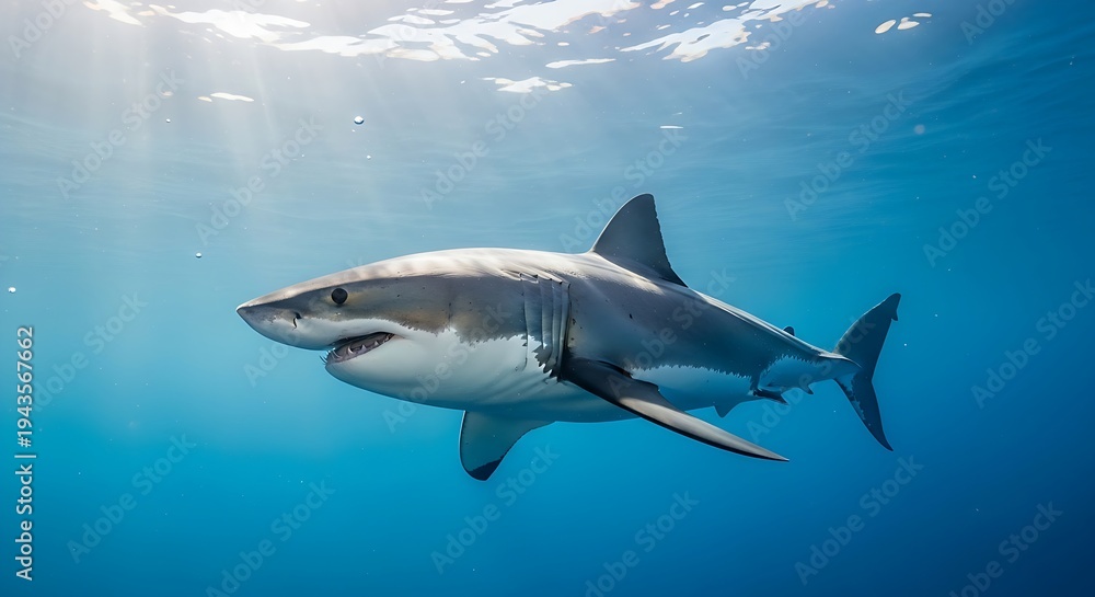 Obraz premium A Great White Shark (Carcharodon carcharias).