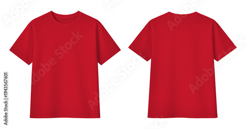 Foto Blank Red T-Shirt Mockup Front and Back Views Isolated on Transparent