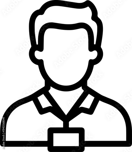 Hand Drawn Male Customer Service Agent Black and White Avatar Illustration in Minimal Line Art Style Design