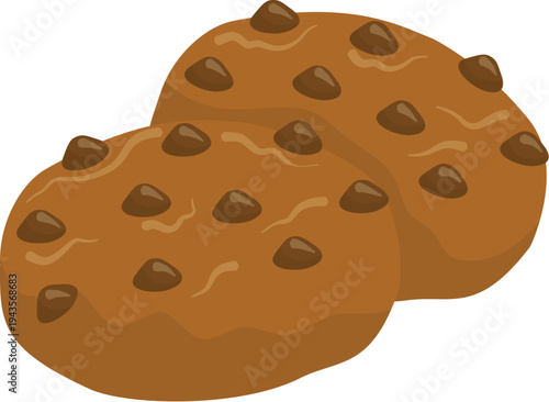Chocolate Chip Cookies Illustration With Crunchy Texture
