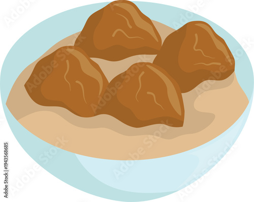 Meatball Bowl Illustration With Savory Sauce